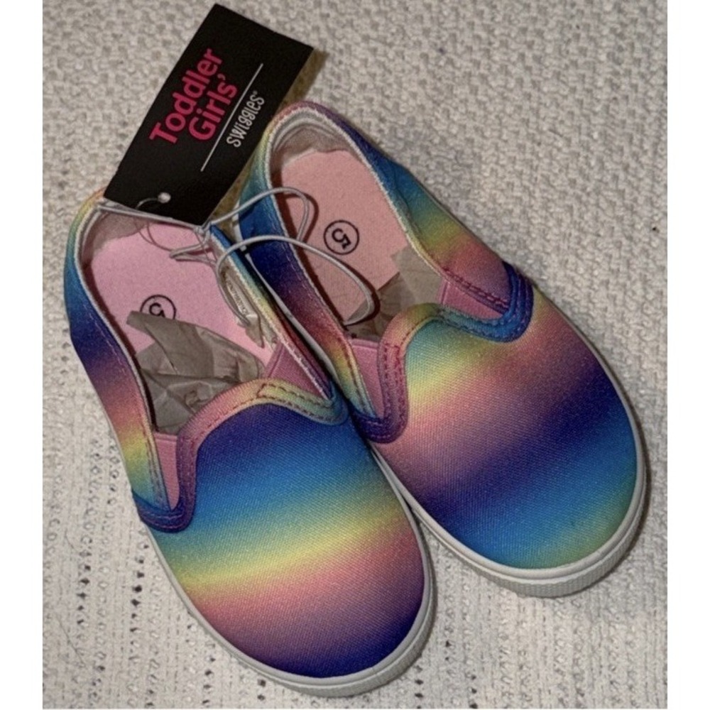 Swiggles Toddler Girls Rainbow Ombre Slip On Canvas‎ Sneakers Shoes Size 5 NWT